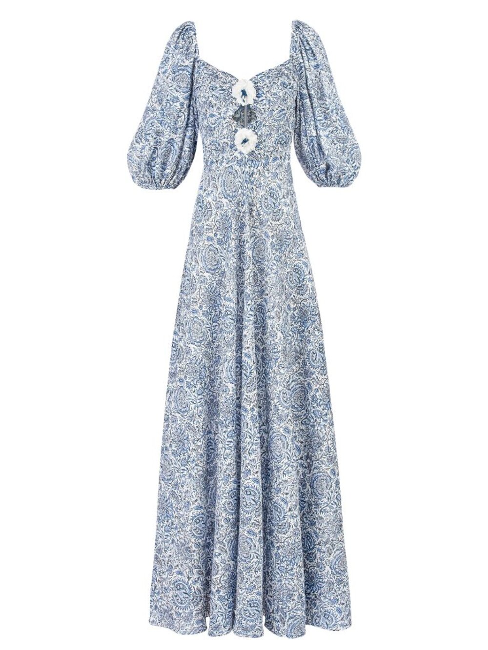 Rosa Dress - Printed Chiffon Blue